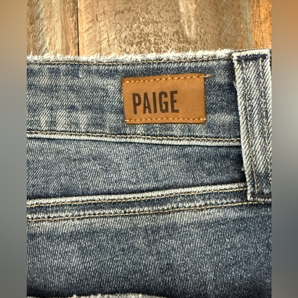 PAIGE Women’s High Rise Straight Leg Denim Jeans Size 29 Medium Wash Raw Hem EUC - Picture 5 of 6